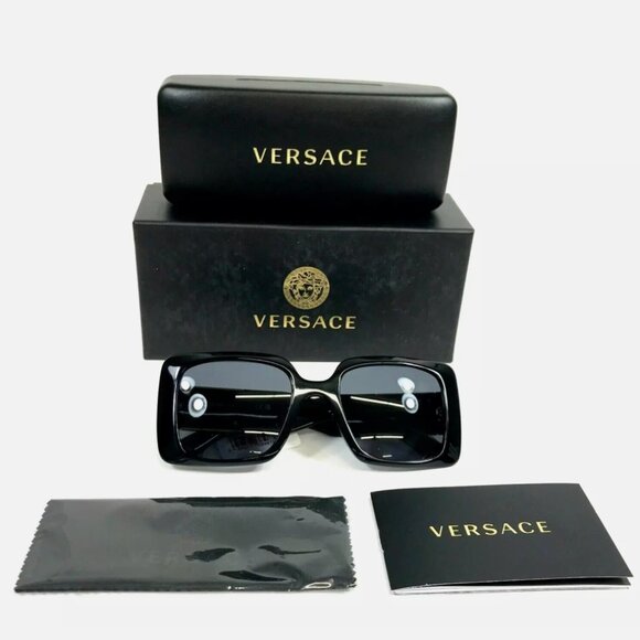 Versace Sunglasses Womens Black Gold Square with Gray Lenses main image 6